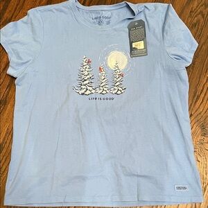 Life Is Good Light Blue Winter Scene Tee